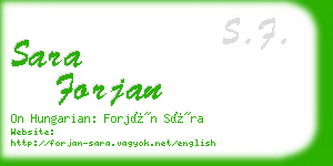 sara forjan business card